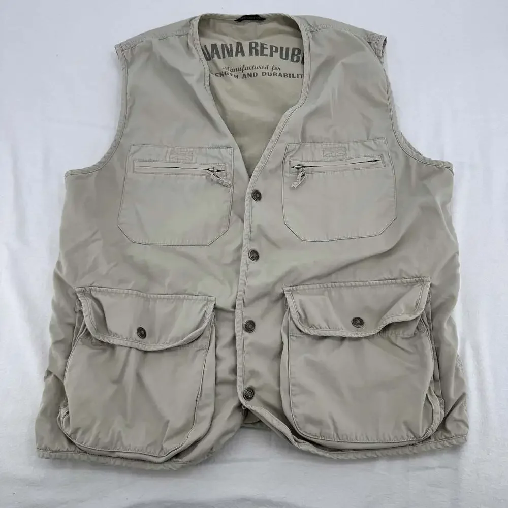 Vintage Banana Republic Safari & Travel Multi-Pocket Utility Fishing Vest